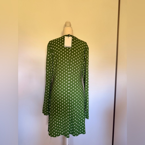 Reformation Green Polka Dot Long Sleeve Dress - Picture 3 of 9